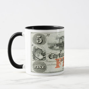 Mug Note de cinq dollars de New Haven 1855