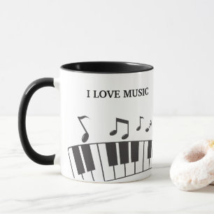 Mug Notes de clavier de piano de texte personnalisé