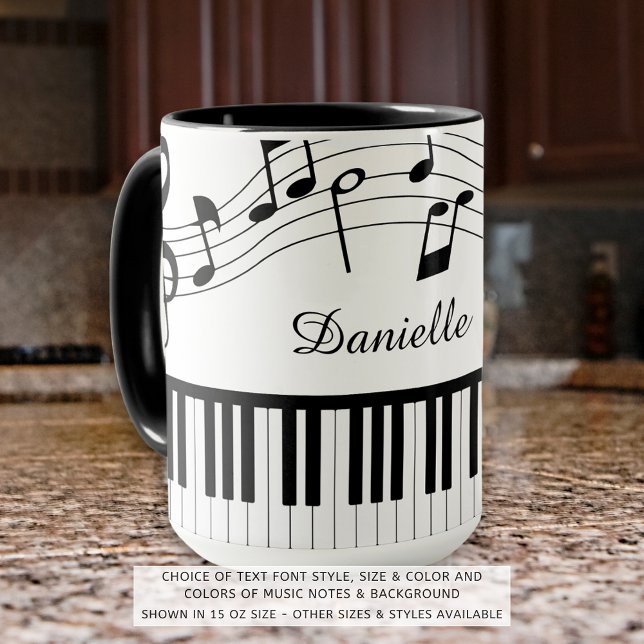 Mug Notes de musique de piano Couleurs personnalisées  (Créateur téléchargé)