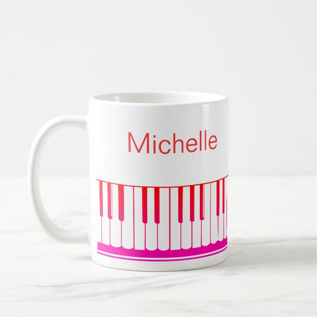 Mug Notes de musique pour piano Nom de script noir bla (Gauche)