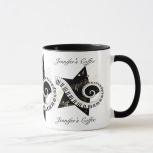 Mug Notes d'or personnalisées d'étoile musicale