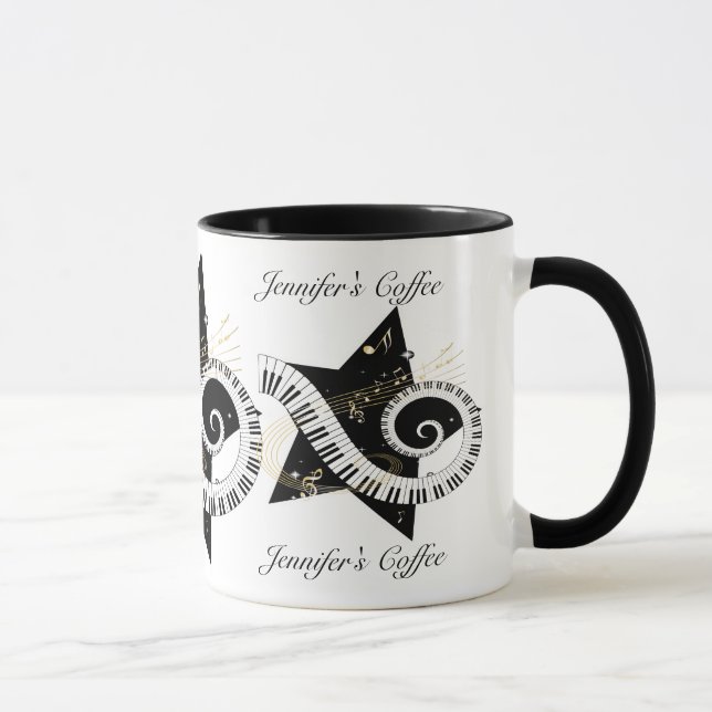 Mug Notes d'or personnalisées d'étoile musicale (Droite)