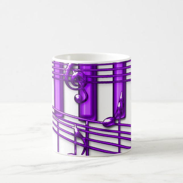 Mug Notes pourpres de musique de clavier de piano (Centre)