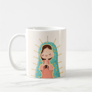 Mug Notre-Dame de Guadalupe style kawaii avec prière