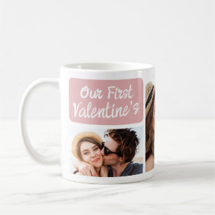Mug Notre premier collage photo de la Saint-Valentin e