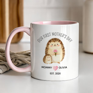 Mug Notre premier jour de fête des mères, Maman hériss
