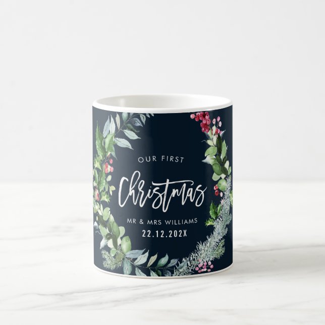 Mug notre premier mariage de couronne de noël faire-pa (Centre)