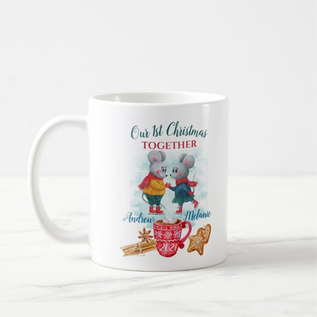 Mug Notre premier Noël ensemble Personnalisé mignon (Gauche)