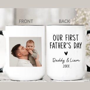 Mug Notre première Fête des pères, 1ère photo papa