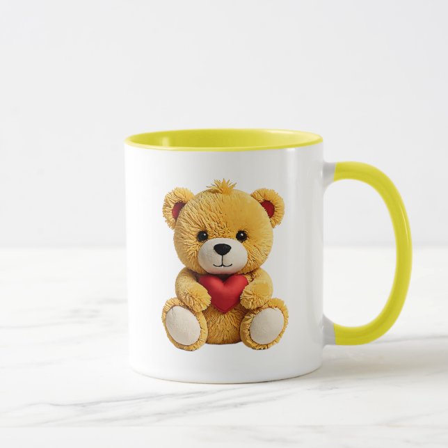 Mug Nounours en peluche, un vrai petit cœur. (Droite)
