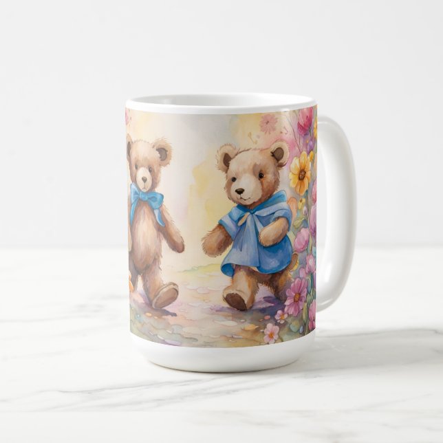 Mug Nounours flâner dans un jardin pastel (Devant droit)