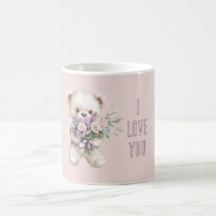 Mug Nounours Ours en Peluche Roses Roses Fuschia Viole