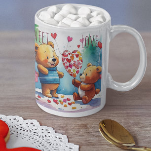 Mug Nounours Valentin Partageant Des Candies En Forme 