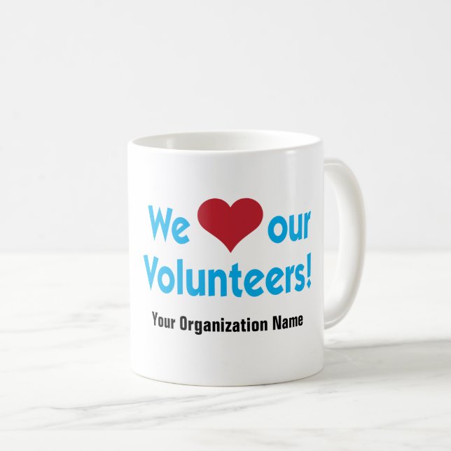 Mug Nous aimons nos volontaires avec le symbole rouge (Devant droit)