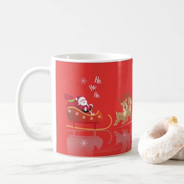 Mug Nous attendons Père Noël Ho ! Ho ! Ho ! Vacances d (Avec donut)