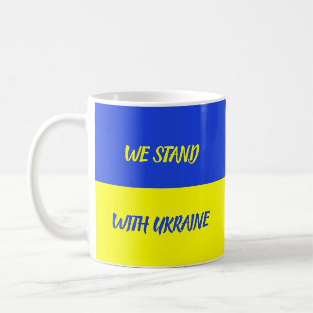 Mug Nous sommes avec l'Ukraine Ukrainienne Drapeau Don (Gauche)
