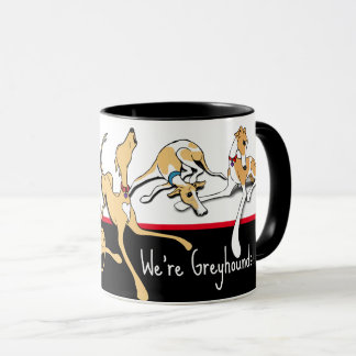 Mug Nous sommes Greyhounds ! Thème noir, blanc et roug
