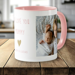 Mug Nous t'aimons Maman 2 Photo Personnalisé Rose