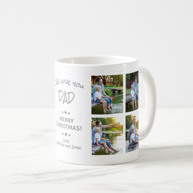 Mug Nous t'aimons Papa 8-Photo Collage Joyeux Noël (Devant droit)