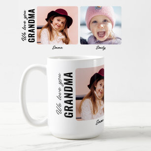Mug Nous vous aimons grand-mère 2 petits-enfants photo