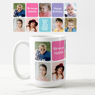 Mug Nous vous aimons grand-mère 7 petits-enfants photo