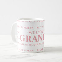 Nous Vous Aimons Grand-Mère Personnalisé Noms Des 