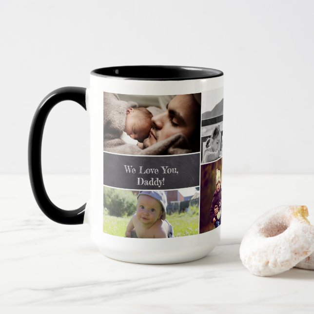 Mug Nous vous aimons papa personnalisable collage phot (Avec donut)
