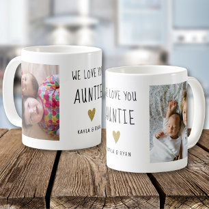 Mug Nous vous aimons Tante Gold Heart 2 Collage de pho