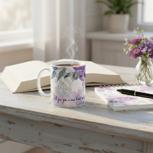 Mug Nouveau cœur, nouvel esprit. Floral aquarelle chré