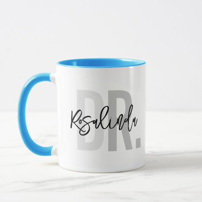Mug Nouveau Docteur à la mode PhD Nom personnalisé App (Gauche)