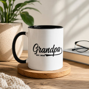 Mug Nouveau Grand-Père Établie date Typographie