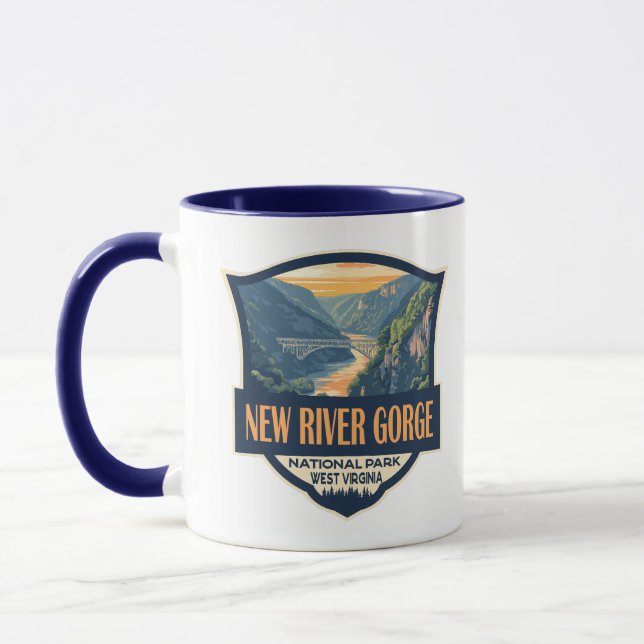 Mug Nouveau Parc national de la Gorge River Illustrati (Gauche)