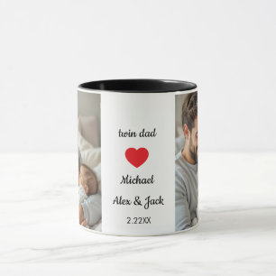 Mug Nouveau père de jumeaux photo et texte personnalis