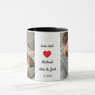 Mug Nouveau père de jumeaux photo et texte personnalis