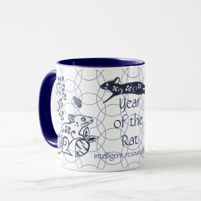 Mug Nouvel An chinois du Rat Zodiac Artistique moderne (Devant gauche)