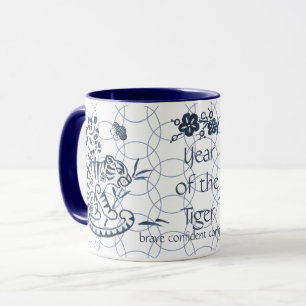 Mug Nouvel An chinois du Tigre Zodiac Bleu Artistique
