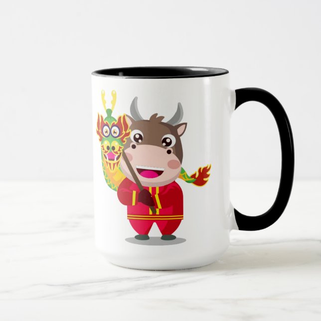Mug Nouvel An chinois mignon de l'Ox Traits (Droite)