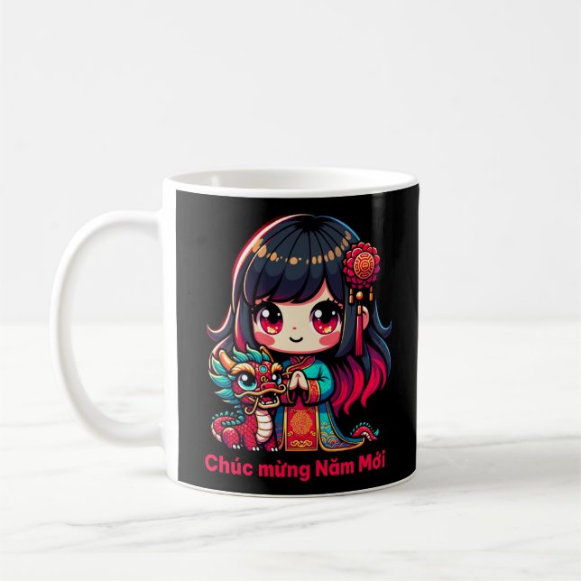 Mug Nouvel An vietnamien fille & Dragon rouge (Gauche)