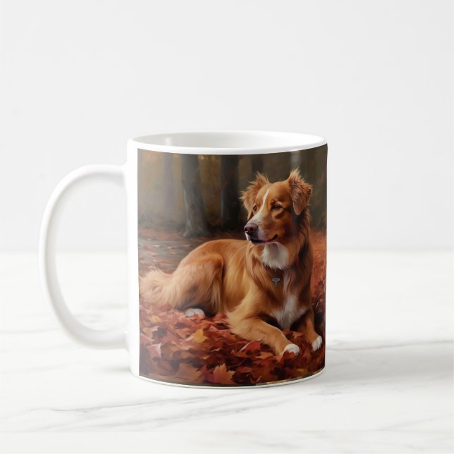 Mug Nouvelle-Écosse Canard Terrier À L'Automne Feuille (Gauche)