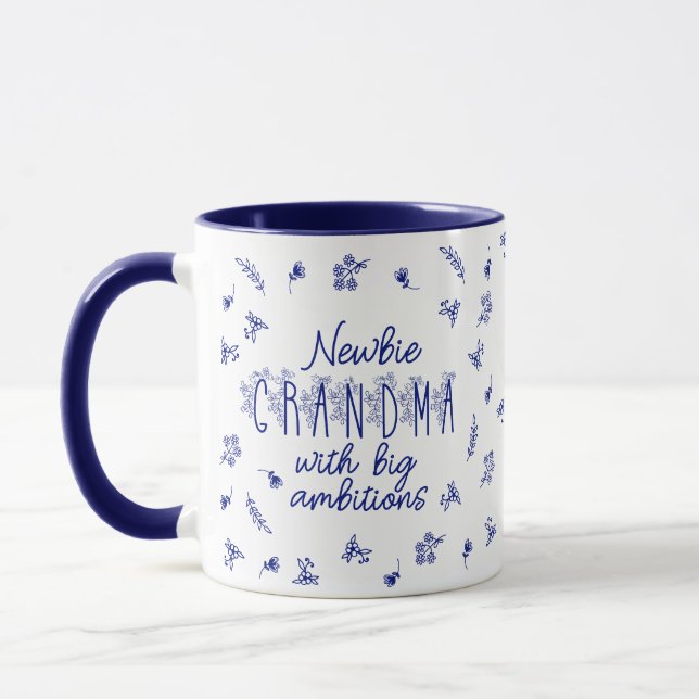 Mug Nouvelle Grand-mère Bleu & Blanc Floral (Gauche)