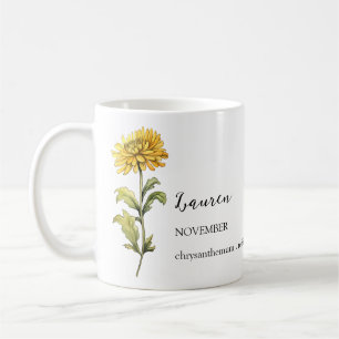 MUG NOVEMBRE CHRYSANTHEMUM NOM DU MOIS DE NAISSANCE