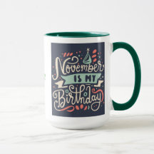 Novembre est Mon Anniversaire Typographie Illustra