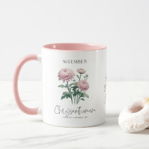 Mug Novembre Mois de naissance Fleur Chrysanthème Cade