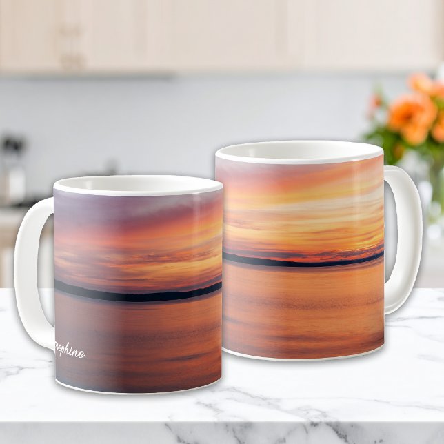 Mug Nuages De Coucher De Soleil Orange Au-Dessus Du La (Créateur téléchargé)