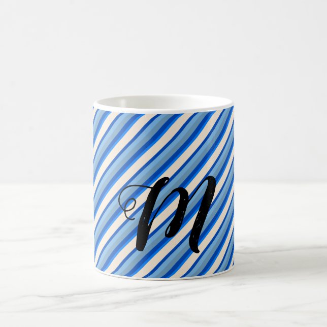 Mug Nuances de rayures bleues (Centre)