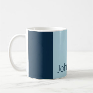 Mug Nuances simples de Bleu Vertical Stripes Nom
