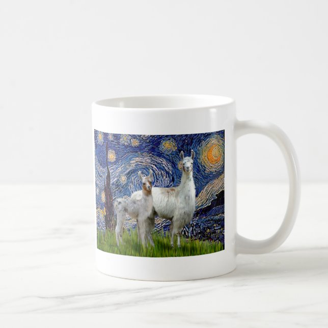 Mug Nuit étoilée avec deux lamas (Droite)