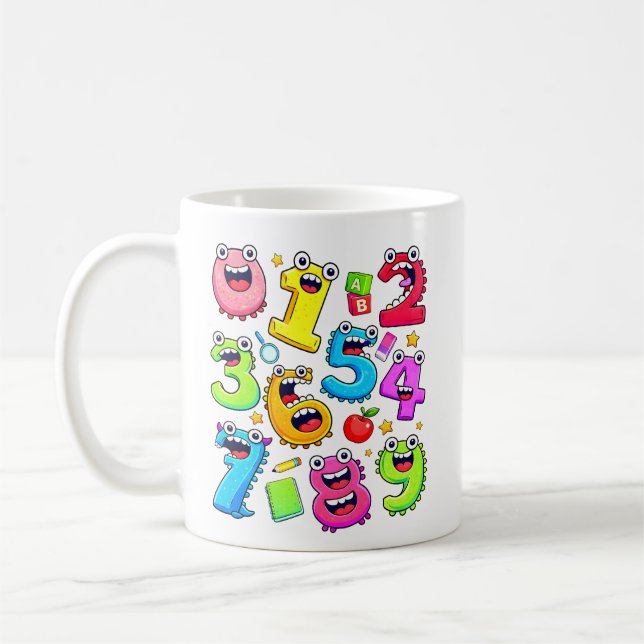 Mug Number Day Funny Cartoon Numbers Design (Gauche)
