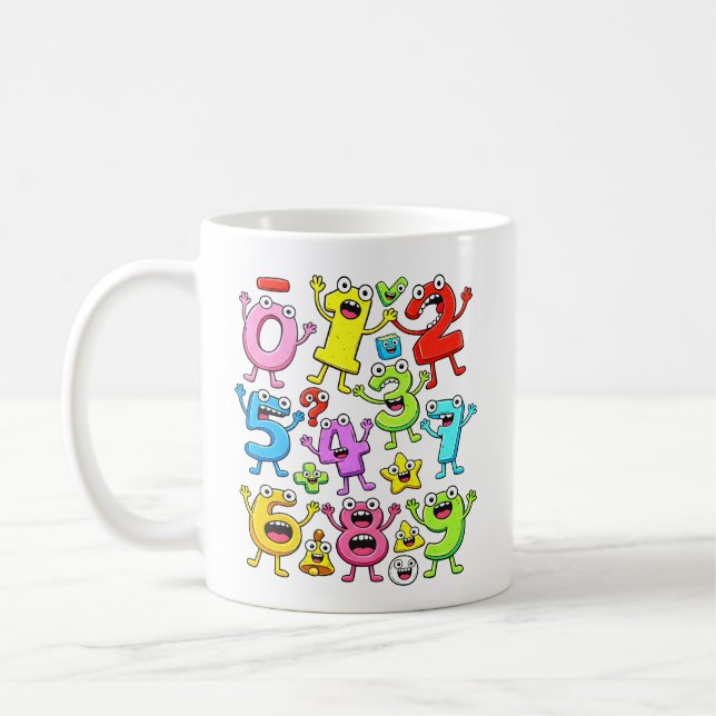 Mug Number Day Funny Cartoon Numbers Design for Kids (Gauche)
