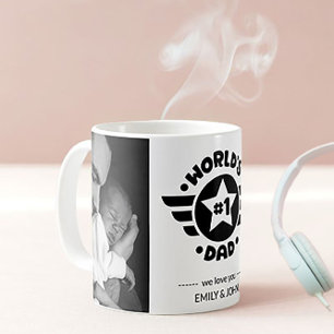 Mug Numéro 1 du monde papa texte personnalisé et photo